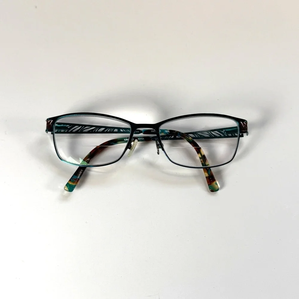 Karen Kane‎ Kokia Eyeglasses Frames Only 53-17-135 Teal Metal Womens Full Rim